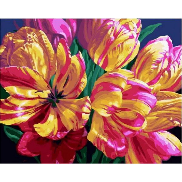 Картина по номерам "Букет ярких тюльпанов"