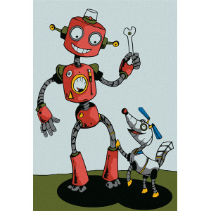 Картина по номерам "Робот із собачкою"