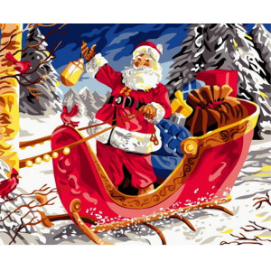 Картина по номерам "Санта у санях"