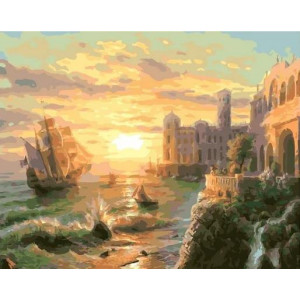 Картина по номерам "Красочный закат на море"