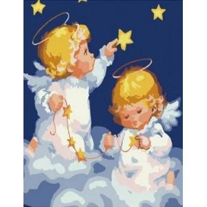 Картина по номерам "Ангелочки и звезды"