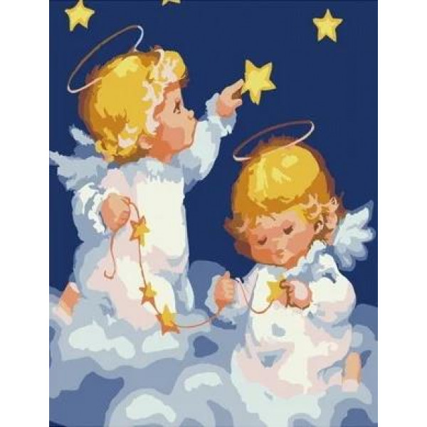 Картина по номерам "Ангелочки и звезды"