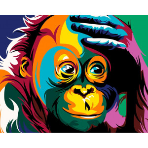 Картина по номерам "Різнобарвна шимпанзе"