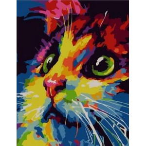 Картина по номерам "Різнобарвний котик"