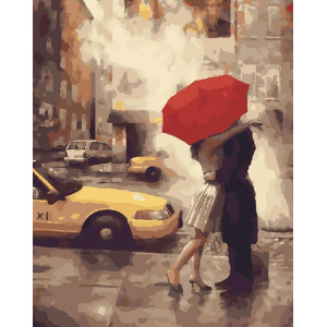Картина по номерам "Счастье под красным зонтом"