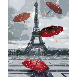Картина по номерам "Эйфелева башня и зонтики"
