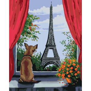 Картина по номерам "Вид из окна на Эйфелеву башню"