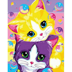 Картина по номерам "Котята и мыльные пузыри"