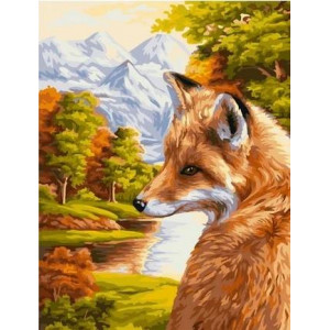 Картина по номерам "Лисичка на фоне гор"