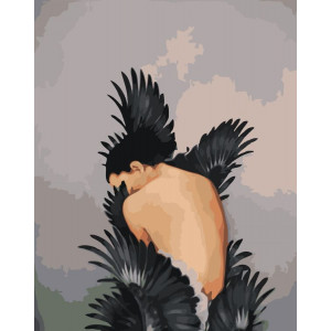 Картина по номерам "Дівчина з воронячим крилом"