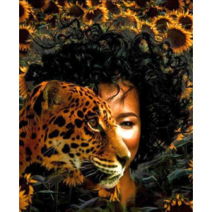 Картина по номерам "Девушка и леопард"
