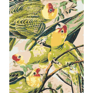 Картина по номерам "Стайка попугаев"
