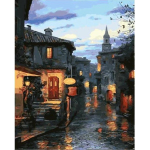 Картина по номерам "Вечерняя улочка"