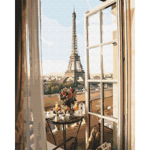 Картина по номерам "Вид из окна на Эйфелеву башлю"