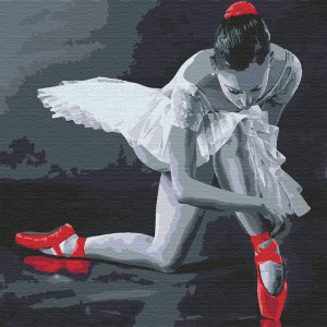 Картина по номерам "Балерина в красных пуантах"