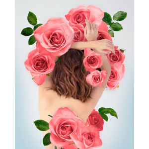 Картина по номерам "Дівчина в трояндах"
