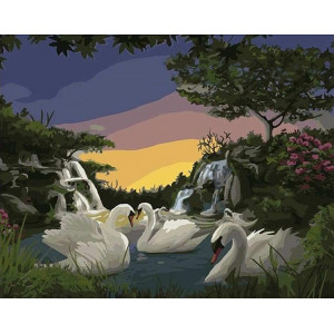 Картина по номерам "Лебеди на закате"