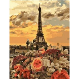 Картина по номерам "Париж и цветы"
