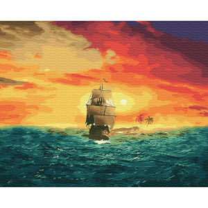 Картина по номерам "Корабель на заході сонця"