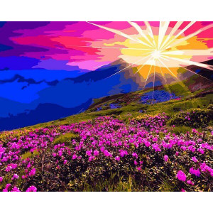 Картина по номерам "Рассвет в горах"