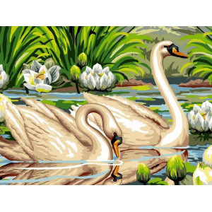 Картина по номерам "Лебеди и лотосы"