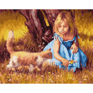 Картина по номерам "Девочка с кошкой"
