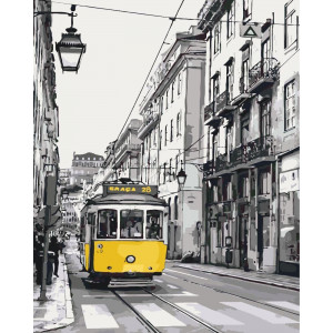 Картина по номерам "Жёлтый трамвайчик"