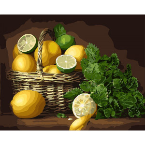 Картина по номерам "Корзина лимонов и лаймов"