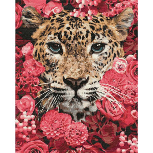 Картина по номерам "Леопард у квітах"