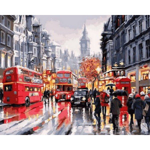 Картина по номерам "Лондон Автобусы ночного города"