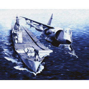 Картина по номерам "Самолёт и корабль"