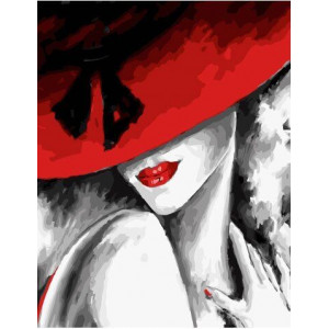 Картина по номерам "В красной шляпе"