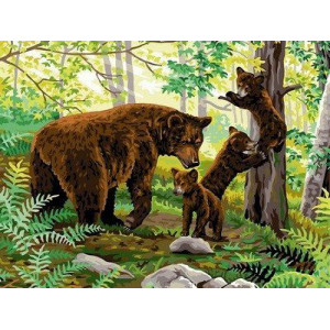 Картина по номерам "Медвежата на прогулке"
