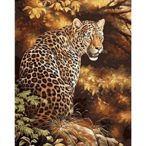 Картина по номерам "Леопард в осінньому лісі"