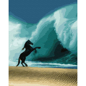 Картина по номерам "Лошадь против волны"