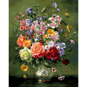 Картина по номерам "Корраловые розы и лилии"