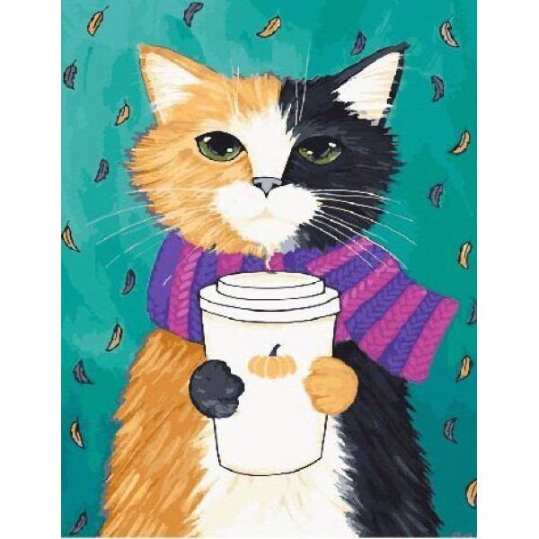 Картина по номерам "Котик в шарфе"