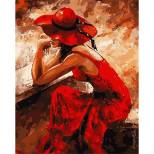 Картина по номерам "Жінка у червоному"