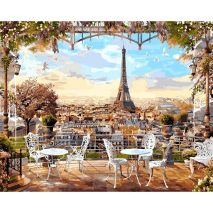 Картина по номерам "Кафе з видом на Ейфелеву вежу"