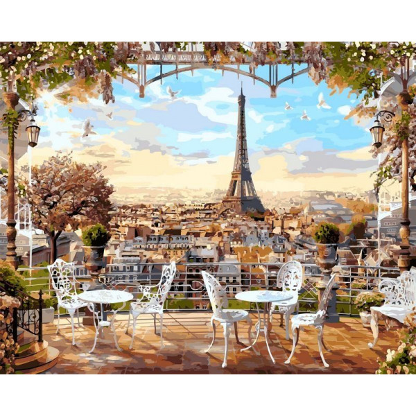 Картина по номерам "Кафе с видом на Эйфелеву башню"