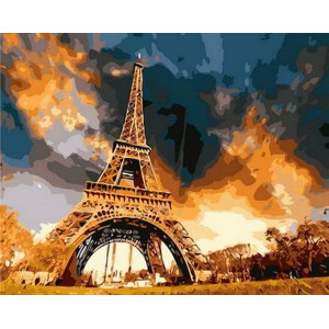 Картина по номерам "Закат над Парижем"