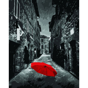 Картина по номерам "Красный зонт"
