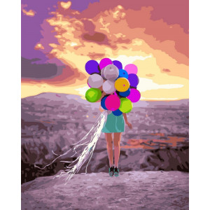 Картина по номерам "Девушка с шариками"