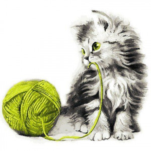 Картина по номерам "Котёнок с клубком"