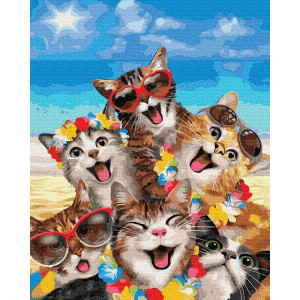 Картина по номерам "Весёлые кошки"