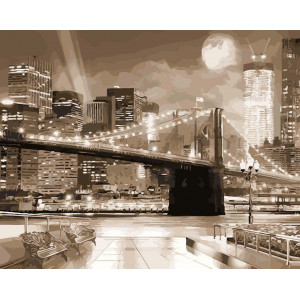 Картина по номерам "Ночной город в стиле ретро"