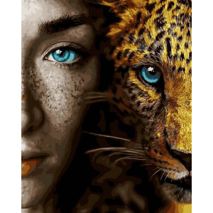 Картина по номерам "Дівчина та леопард"