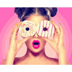 Картина по номерам "Девушка с пончиком"