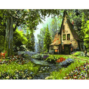 Картина по номерам "Домик в лесу"