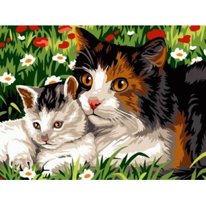 Картина по номерам "Кошка с котенком"